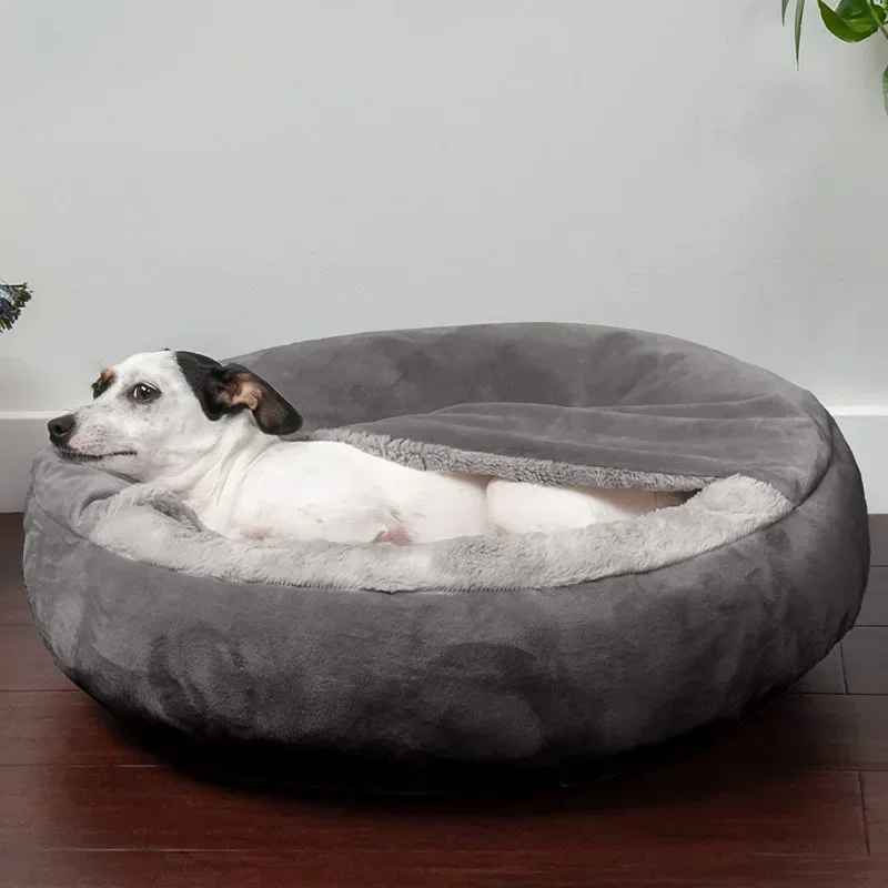 Calming Dog Bed - คอกสุนัขกึ่งปิดที่นอนสัตว์เลี้ยงขนาดเล็กและขนาดกลางเสื่อทรายให้ความอบอุ่นในฤดูหนาวสำหรับลูกแมวและลูกแมว