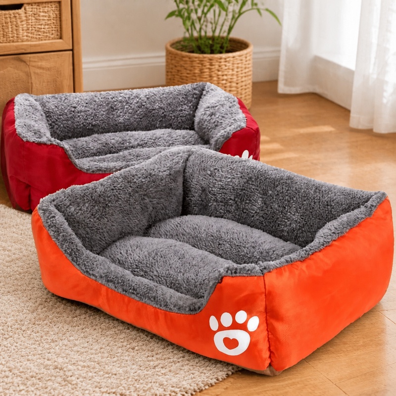 Calming Dog Bed - เบาะนอนนุ่มสบายสำหรับสุนัขและแมวตัวเล็ก แผ่นรองนอนที่ให้ความสบายสำหรับลูกสุนัขและสัตว์เลี้ยงขนาดเล็ก